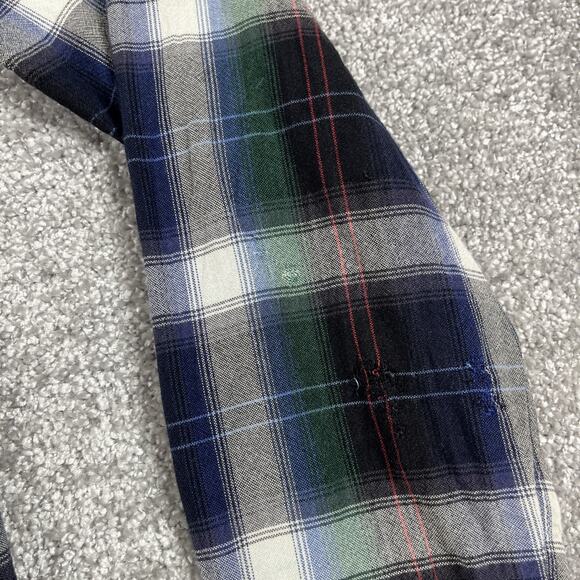 Salt Valley Flannel Shirt Mens Large Rayon Western Plaid Button Up *Distressed* - Picture 10 of 16